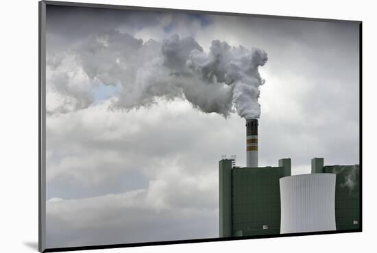 Brown coal power station at Schkopau, smoking chimney, CO2 issue, Skopau, Saxony-Anhalt, Germany-Andreas Vitting-Mounted Photographic Print
