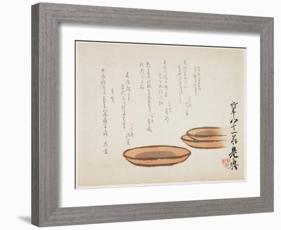 Brown Earthenware Basins, 1887-Shibata Zeshin-Framed Giclee Print