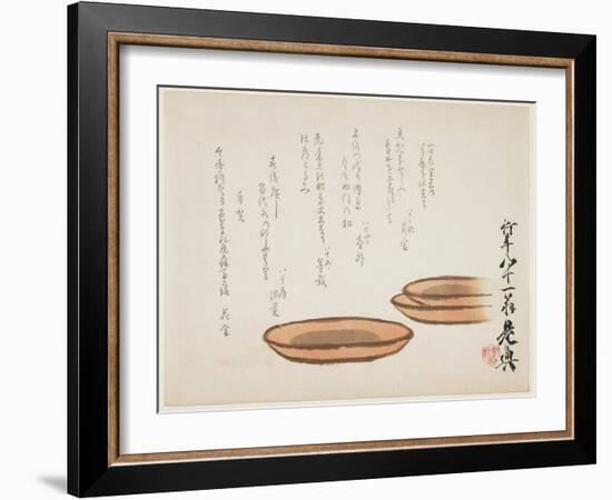 Brown Earthenware Basins, 1887-Shibata Zeshin-Framed Giclee Print