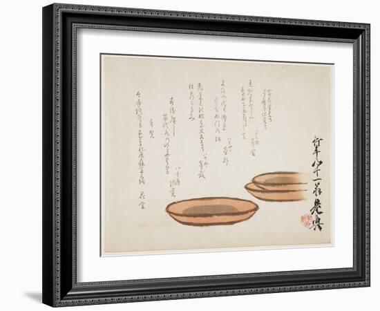 Brown Earthenware Basins, 1887-Shibata Zeshin-Framed Giclee Print