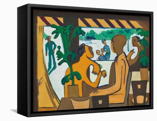 Brown Figures in a Café, 1928-1929-Ernst Ludwig Kirchner-Framed Premier Image Canvas