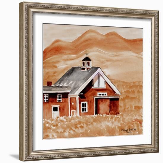 Brown Folk Art Barn-Cheryl Bartley-Framed Giclee Print