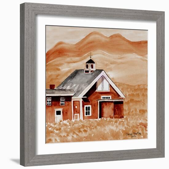 Brown Folk Art Barn-Cheryl Bartley-Framed Giclee Print