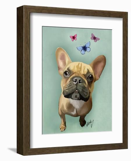 Brown French Bulldog and Butterflies-Fab Funky-Framed Premium Giclee Print