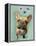 Brown French Bulldog and Butterflies-Fab Funky-Framed Stretched Canvas