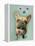 Brown French Bulldog and Butterflies-Fab Funky-Framed Stretched Canvas