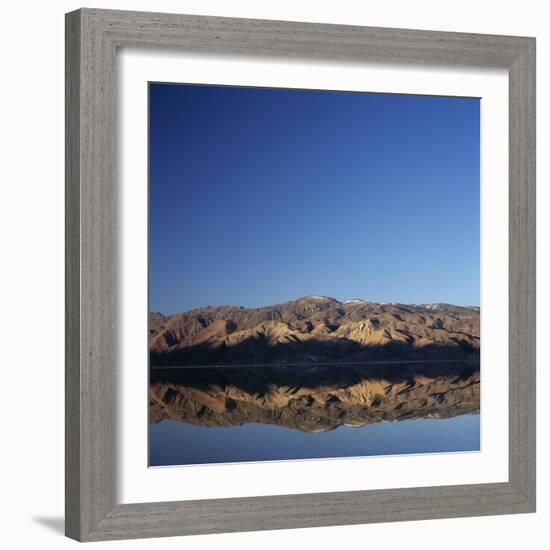 Brown Hills Reflected in a Lake-Micha Pawlitzki-Framed Photographic Print