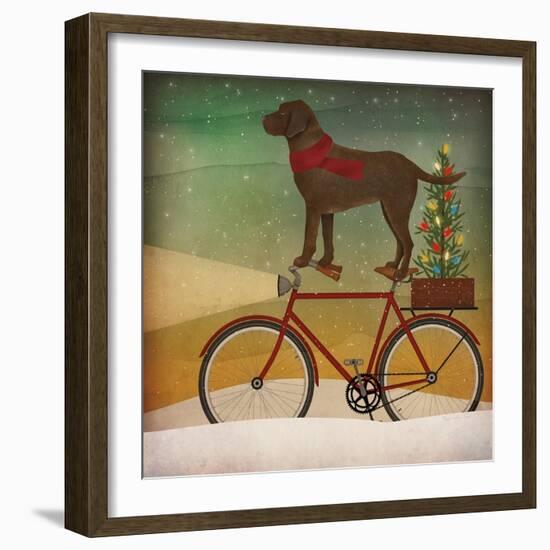 Brown Lab on Bike Christmas-Ryan Fowler-Framed Art Print