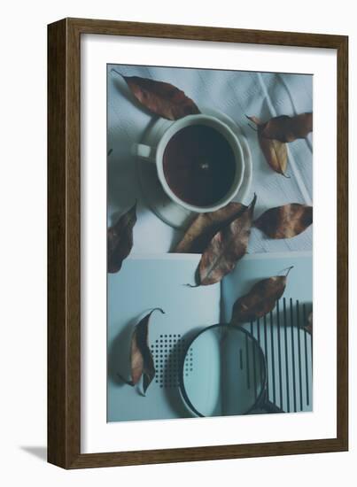 Brown Leaves and a Cup of Coffee-Carolina Hernandez-Framed Photographic Print