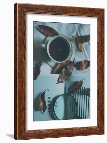 Brown Leaves and a Cup of Coffee-Carolina Hernandez-Framed Photographic Print