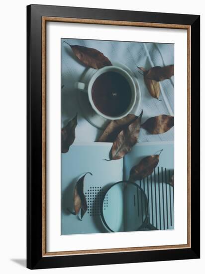 Brown Leaves and a Cup of Coffee-Carolina Hernandez-Framed Photographic Print