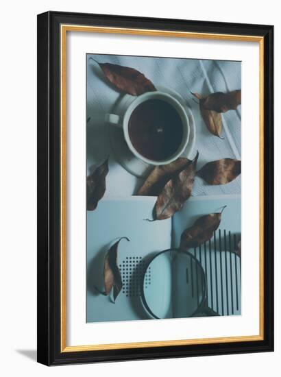 Brown Leaves and a Cup of Coffee-Carolina Hernandez-Framed Photographic Print