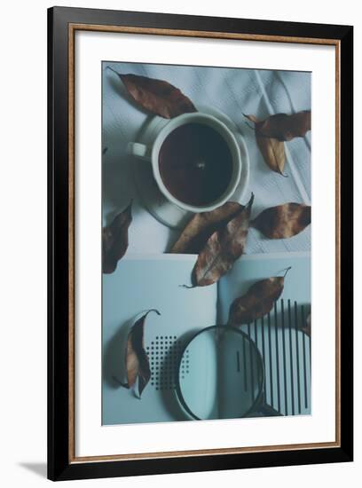 Brown Leaves and a Cup of Coffee-Carolina Hernandez-Framed Photographic Print