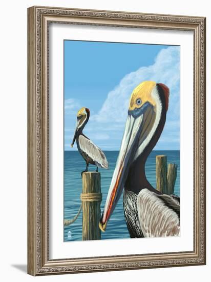Brown Pelican-Lantern Press-Framed Art Print