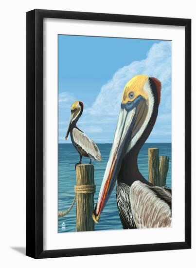 Brown Pelican-Lantern Press-Framed Art Print