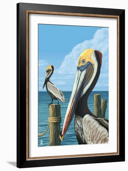 Brown Pelican-Lantern Press-Framed Art Print