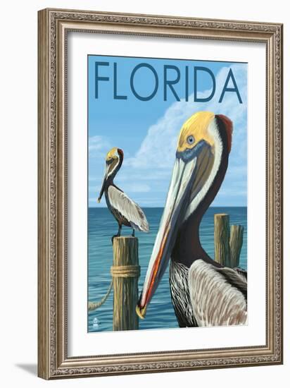 Brown Pelicans - Florida, c.2008-Lantern Press-Framed Art Print