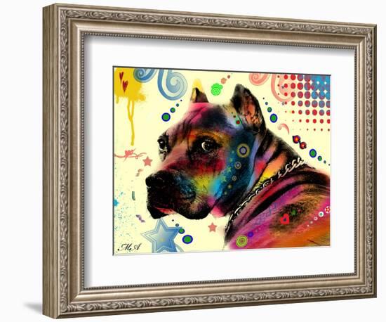 Brown Pitbull Brown Eyes Look 2-Mark Ashkenazi-Framed Giclee Print