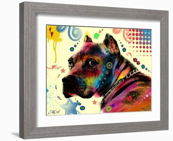 Brown Pitbull Brown Eyes Look 2-Mark Ashkenazi-Framed Giclee Print