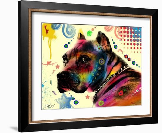 Brown Pitbull Brown Eyes Look 2-Mark Ashkenazi-Framed Giclee Print