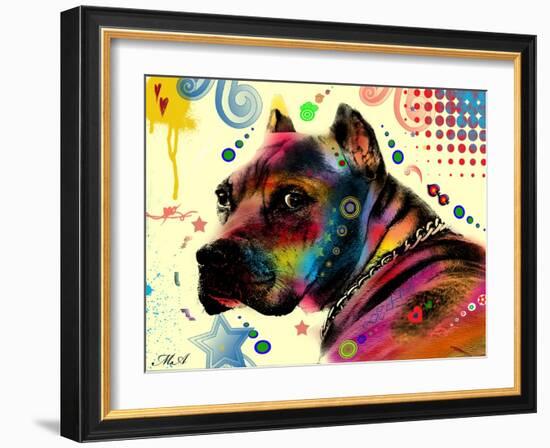 Brown Pitbull Brown Eyes Look 2-Mark Ashkenazi-Framed Giclee Print