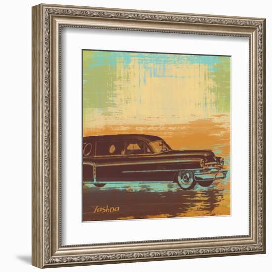 Brown Retro Car I-Yashna-Framed Art Print