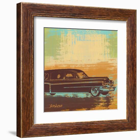 Brown Retro Car I-Yashna-Framed Art Print