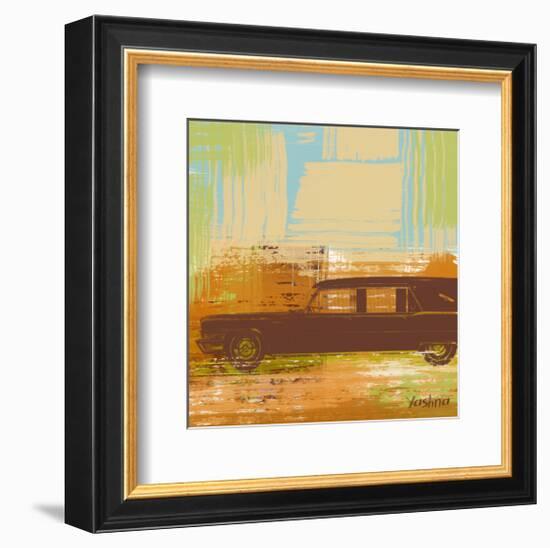 Brown Retro Car II-Yashna-Framed Art Print