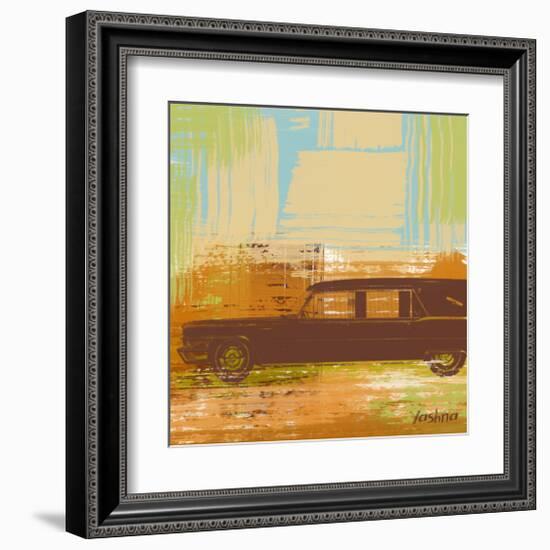 Brown Retro Car II-Yashna-Framed Art Print