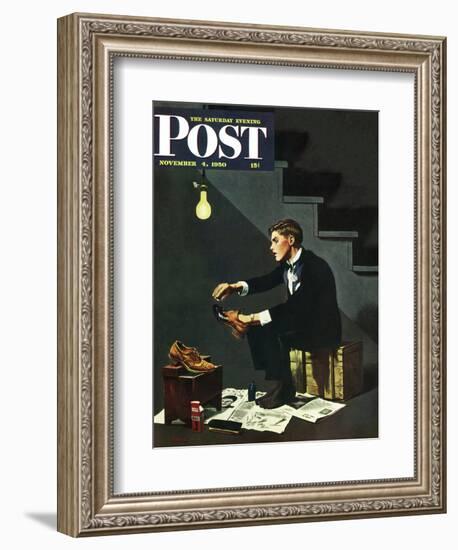 "Brown Shoes to Black" Saturday Evening Post Cover, November 4, 1950-George Hughes-Framed Giclee Print