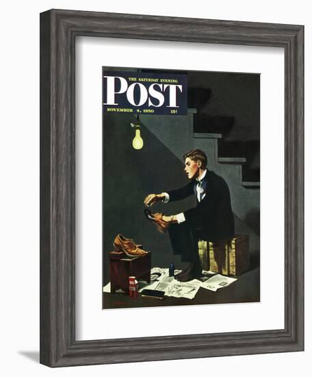 "Brown Shoes to Black" Saturday Evening Post Cover, November 4, 1950-George Hughes-Framed Giclee Print