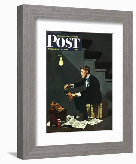 "Brown Shoes to Black" Saturday Evening Post Cover, November 4, 1950-George Hughes-Framed Giclee Print