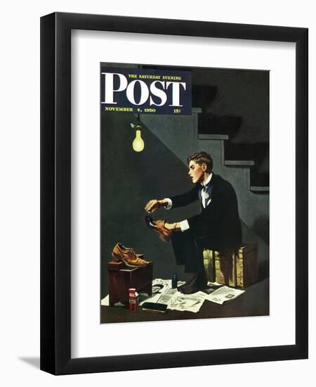 "Brown Shoes to Black" Saturday Evening Post Cover, November 4, 1950-George Hughes-Framed Giclee Print