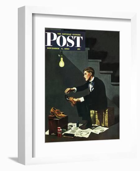 "Brown Shoes to Black" Saturday Evening Post Cover, November 4, 1950-George Hughes-Framed Giclee Print