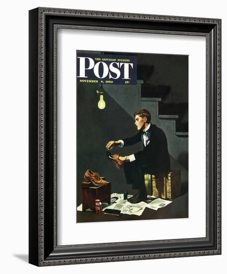 "Brown Shoes to Black" Saturday Evening Post Cover, November 4, 1950-George Hughes-Framed Giclee Print