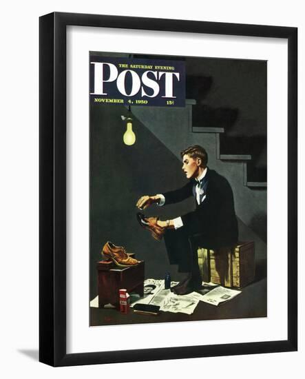 "Brown Shoes to Black" Saturday Evening Post Cover, November 4, 1950-George Hughes-Framed Giclee Print
