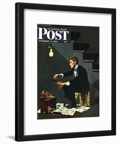 "Brown Shoes to Black" Saturday Evening Post Cover, November 4, 1950-George Hughes-Framed Giclee Print