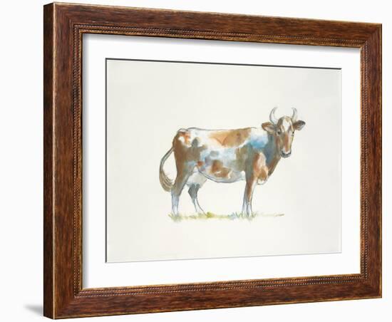 Brown & White Cow-Patti Mann-Framed Art Print