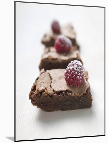 Brownies with Raspberries-null-Mounted Photographic Print
