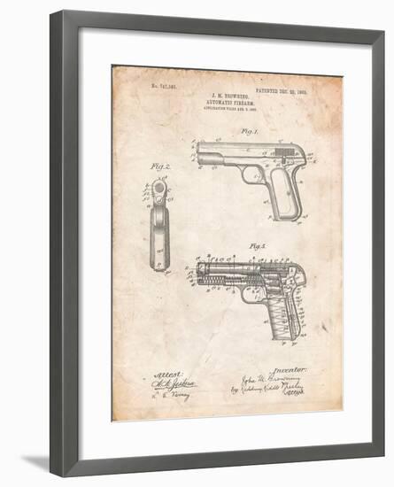 Browning No. 2 Handgun Patent-Cole Borders-Framed Art Print