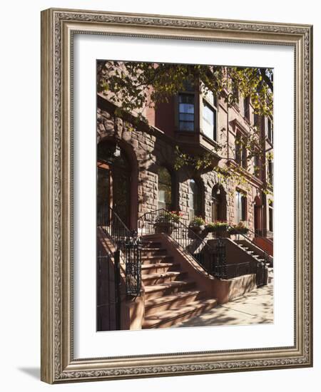 Brownstone Buildings in Harlem, Manhattan, New York City, USA-Jon Arnold-Framed Photographic Print