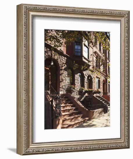 Brownstone Buildings in Harlem, Manhattan, New York City, USA-Jon Arnold-Framed Photographic Print