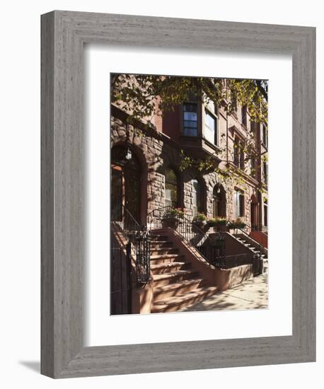 Brownstone Buildings in Harlem, Manhattan, New York City, USA-Jon Arnold-Framed Photographic Print