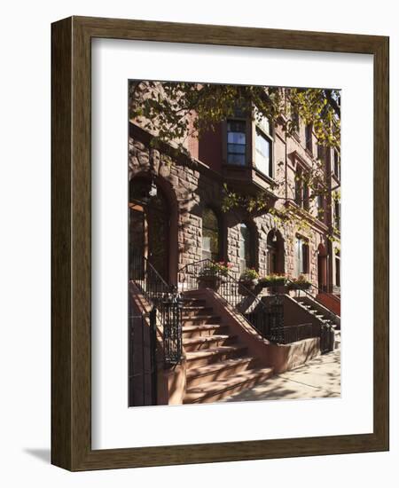 Brownstone Buildings in Harlem, Manhattan, New York City, USA-Jon Arnold-Framed Photographic Print