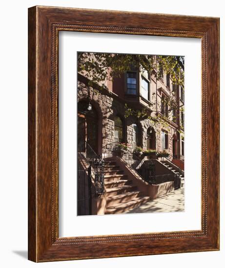 Brownstone Buildings in Harlem, Manhattan, New York City, USA-Jon Arnold-Framed Photographic Print