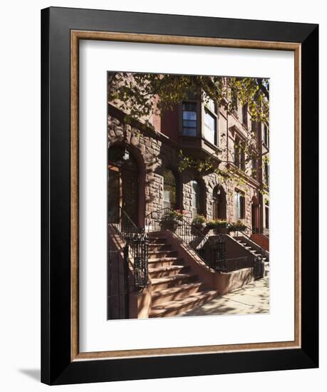 Brownstone Buildings in Harlem, Manhattan, New York City, USA-Jon Arnold-Framed Photographic Print