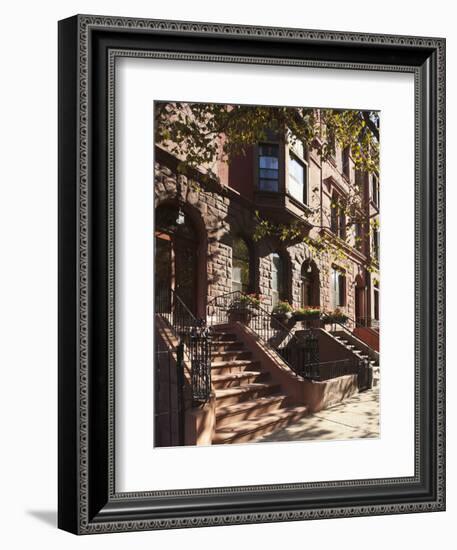 Brownstone Buildings in Harlem, Manhattan, New York City, USA-Jon Arnold-Framed Photographic Print