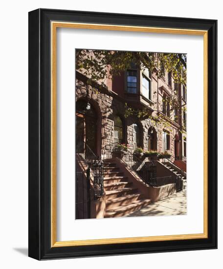 Brownstone Buildings in Harlem, Manhattan, New York City, USA-Jon Arnold-Framed Photographic Print