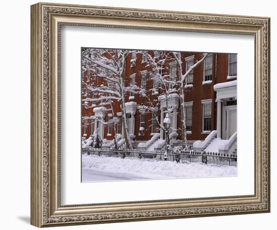 Brownstones in Blizzard-Rudy Sulgan-Framed Photographic Print