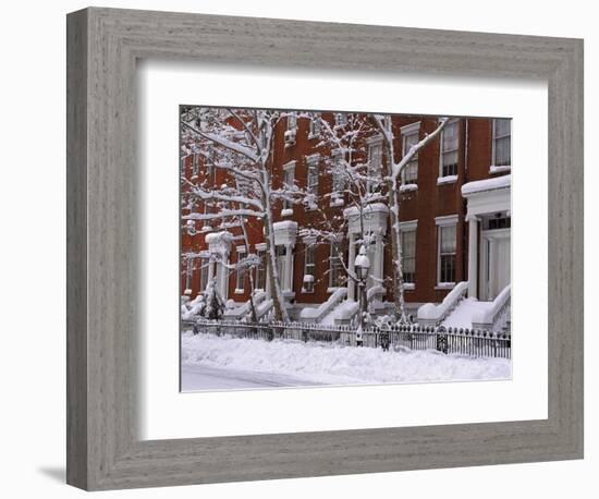 Brownstones in Blizzard-Rudy Sulgan-Framed Photographic Print